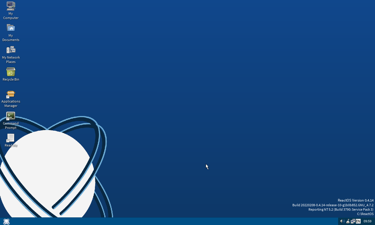 ReactOS desktop screenshot